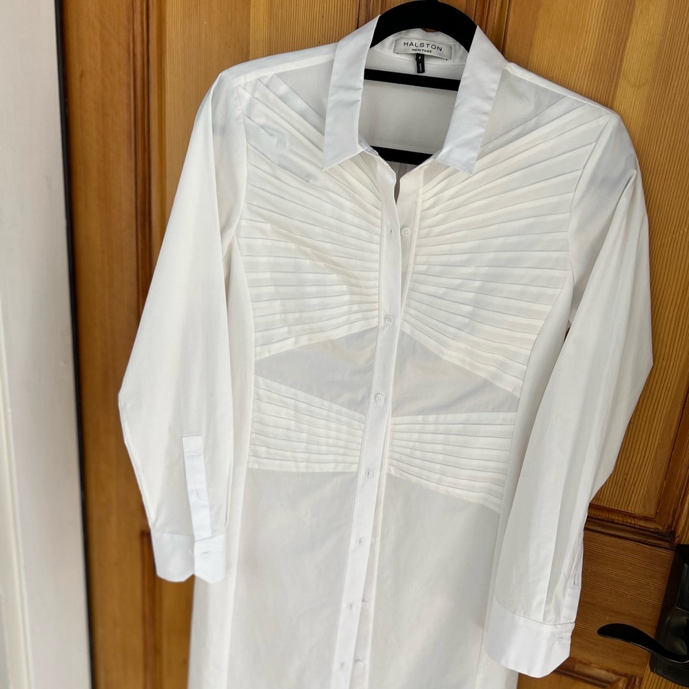 Halston Heritage White Shirt Dress